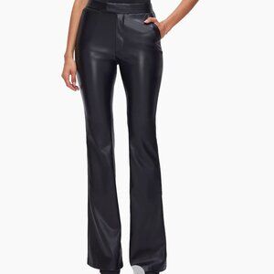 NWT Good American Black Boot-Cut Vegan Leather Pants 12